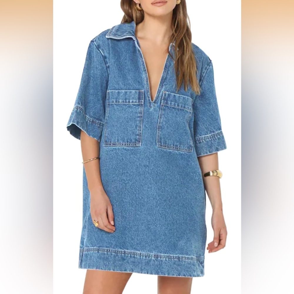 Brand New Denim Mini Dress - Blue Denim Shift Dress